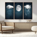 3 Piece Indigo Cloud Wall Art, Thunderstorm Moon Cloud by MyGreatCanvas | Canvas Wall Art Prints | Photo Prints & Wall Decor