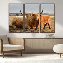 Highland Cow Canvas Wall Art Animal Print for Farm House