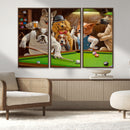 Dogs Playing Pool Canvas Wall Art Funny Gifts Dog Print