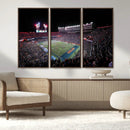 Ben Hill Griffin Stadium Night Game Triple Canvas Wall Art -