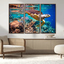 Sea Turtle Wall Art Canvas Print – Vibrant Ocean Coral Reef