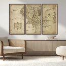 Vintage Middle Earth Map Wall Art Canvas – Lord of the Rings