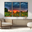 Golden Sunflower Field at Sunset – Breathtaking Sky and