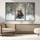 Grizzly Bear Wall Art – Framed Snowy Forest Canvas Artwork, by MyGreatCanvas | Canvas Wall Art Prints | Photo Prints & Wall Decor