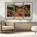 Yayoi Kusama Landscape Canvas Print, Vibrant Floral Mountain