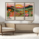 Framed Yayoi Kusama Print, Vibrant Floral Mountain Art