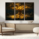 Golden Tree of Life Canvas Wall Art Print - Majestic Glowing