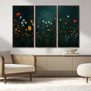 Framed Wildflower Field Wall Art, Framed Vintage Botanical