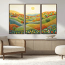 YAYOI KUSAMA Colorful Dot Art Landscape Canvas - Framed