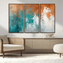 Vintage Abstract Print - Bold Teal and Orange Canvas Wall