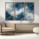 Large Abstract Print - Luxe Blue and Gold Abstract Canvas