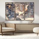 Abstract Blue and Gold Wall Art - Fluid Ink Artwork - Modern