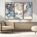 Abstract Blue and Gold Canvas Wall Art - Fluid Modern Ink