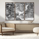 Black White Abstract Canvas Wall Art - Fluid Ink Artwork -