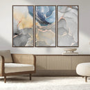 Large Abstract Blue and Gold Canvas Wall Art | Fluid Ink