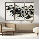 Abstract Horse Wall Art Canvas Print - Dynamic Black Ink