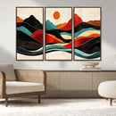 Western Wall Decor - Large Triptych Mountain Canvas - Boho
