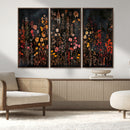 Dark Floral Canvas Wall Art - Moody Botanical Flower Print -