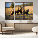 Grizzly Bear Family Wall Art Canvas Print – Majestic