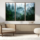 Misty Forest Wall Art Canvas Print – Framed Foggy Mountain