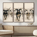 Texas Longhorn Wall Art – Framed Cattle Walking Canvas by MyGreatCanvas | Canvas Wall Art Prints | Photo Prints & Wall Decor