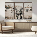 Texas Longhorn Wall Art Canvas Print – Framed Speckled Bull