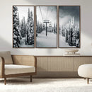 Snowy Pines Wall Art Canvas Print – Framed Ski Lift Winter
