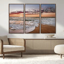 Ocean Sunset Wall Art Canvas Print – Framed Sandy Shore