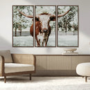 Texas Longhorn Wall Art Canvas Print – Framed Spotted Bull