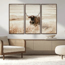 Texas Longhorn Wall Art Canvas Print – Framed Brown Horned