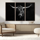 Texas Longhorn Wall Art Canvas Print – Framed Monochrome by MyGreatCanvas | Canvas Wall Art Prints | Photo Prints & Wall Decor