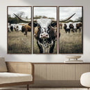 Texas Longhorn Wall Art – Framed Speckled Cow Canvas by MyGreatCanvas | Canvas Wall Art Prints | Photo Prints & Wall Decor