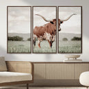 Texas Longhorn Wall Art – Framed Spotted Cattle Canvas by MyGreatCanvas | Canvas Wall Art Prints | Photo Prints & Wall Decor