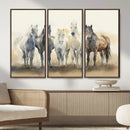 Wild Horses Wall Art Canvas Print, Framed Running Horses Art