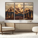 Wood Mountain Landscape Wall Art Canvas Print – Framed
