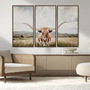 Texas Longhorn Wall Art Canvas Print – Framed Western Cow