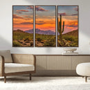 Saguaro Cactus Wall Art Canvas Print – Framed Arizona Sunset