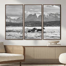 Wild Horses Wall Art – Framed Black White Mountain Canvas by MyGreatCanvas | Canvas Wall Art Prints | Photo Prints & Wall Decor
