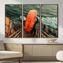 Surfer Stairway Wall Art – Framed Ocean Surf Canvas Artwork, by MyGreatCanvas | Canvas Wall Art Prints | Photo Prints & Wall Decor