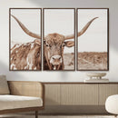 Longhorn Cow Wall Art Canvas Print – Framed Texas Ranch