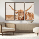 Longhorn Bull Wall Art Canvas Print – Framed Western Cow