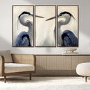 Blue Heron Pair Wall Art Canvas Print – Framed Coastal Bird