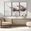 Longhorn Wall Art Canvas Print – Framed Western Cow Rustic