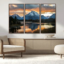 Mountain Sunset Wall Art Canvas Print – Framed Alpine