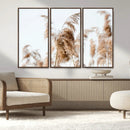 Pampas Grass Wall Art Canvas Print – Framed Neutral Tones