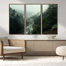Misty Forest Wall Art Canvas Print – Framed Foggy River