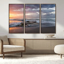 Golden Hour Wall Art Canvas Print – Framed Tranquil Waves