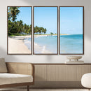 Palm Tree Coast Wall Art Canvas Print – Framed Island Getaway with Crystal Blue Water Scenic Artwork for Home, Office by MyGreatCanvas | Canvas Wall Art Prints | Photo Prints & Wall Decor