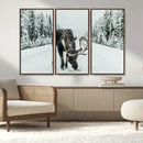 Moose Snow Wall Art Canvas Print – Framed Winter Wildlife