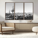 Saguaro Cactus Wall Art Canvas Print – Framed Monochrome